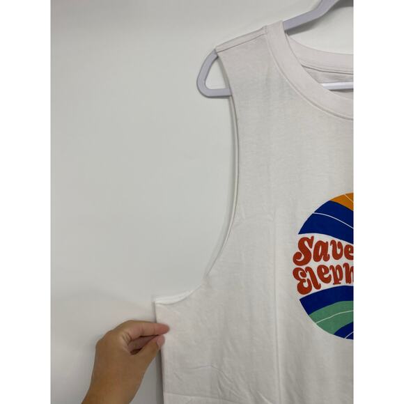 Ivory Ella Save the Elephants Womens White Tank Top Shirt NEW Size Medium - Picture 5 of 9